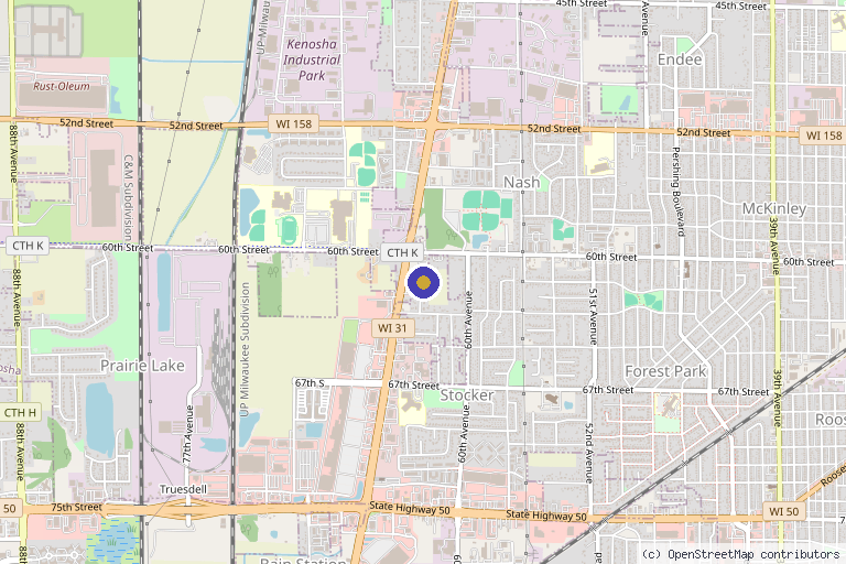 Map showing the location of Holistic Healing Group in Kenosha, WI