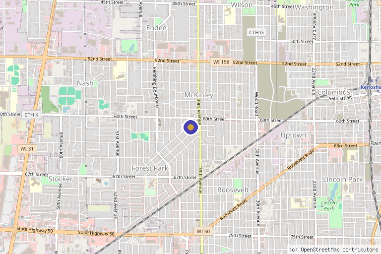 Map showing the location of Guided Wellness Counseling in Kenosha, WI