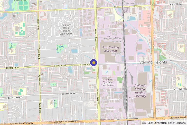 Map showing the location of Sun MedSpa in Sterling Heights, MI