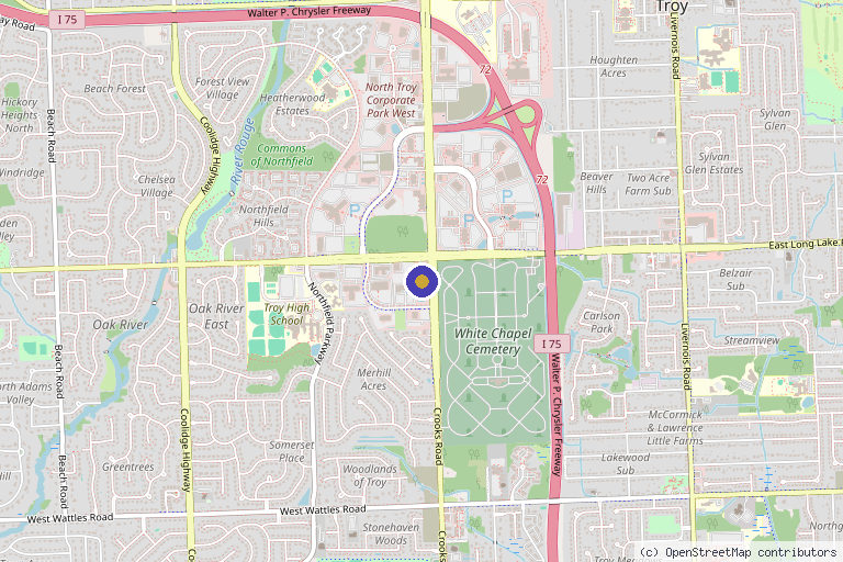 Map showing the location of Restoration Healthcare: Integrative Medicine in Troy, MI