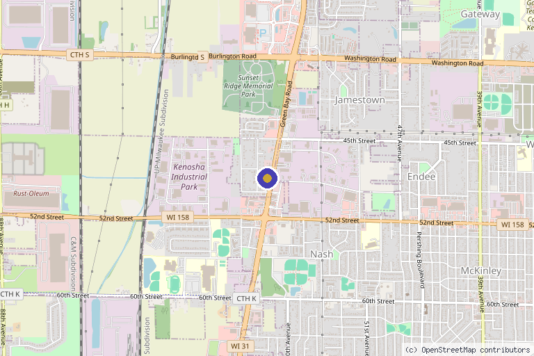 Map showing the location of Midwest Sports and Interventional Spine: Cyril Philip, MD in Kenosha, WI