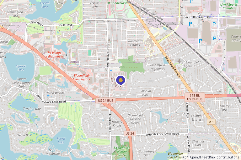 Map showing the location of Steven Wiener, MD, Advanced Prolozone Therapy in Bloomfield Township, MI