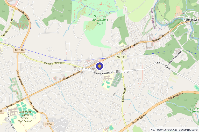 Map showing the location of Wellness on Delaware in Delmar, NY