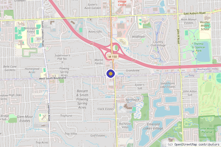 Map showing the location of Michigan Aesthetics in Rochester Hills, MI
