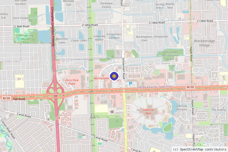 Map showing the location of Forever Flawless Aesthetics in Utica, MI