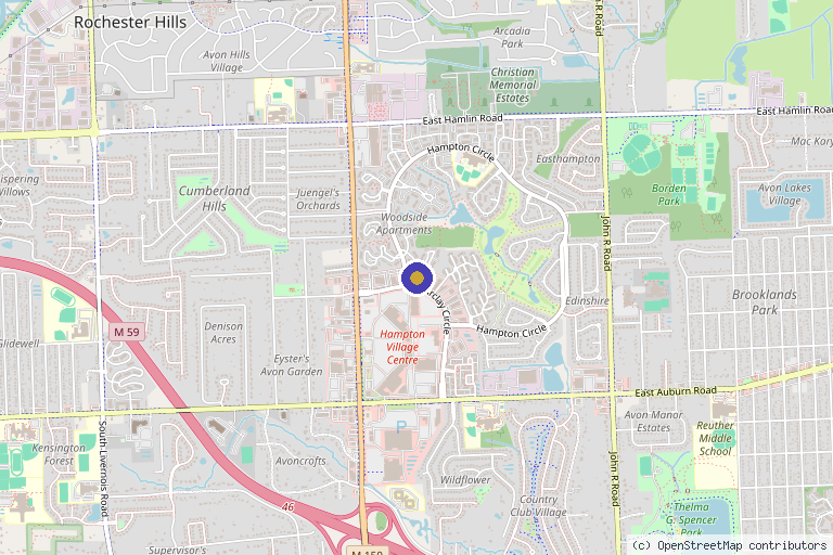 Map showing the location of Lamese Laser and Aesthetics in Rochester Hills, MI
