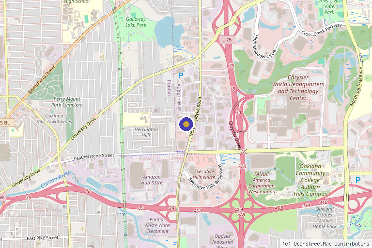 Map showing the location of Institute For Athletic Medicine in Auburn Hills, MI