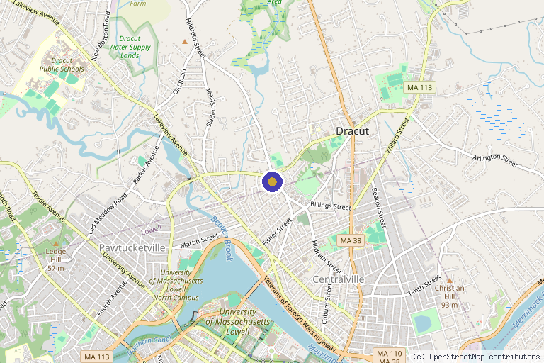 Map showing the location of NE Fountain of Youth in Dracut, MA