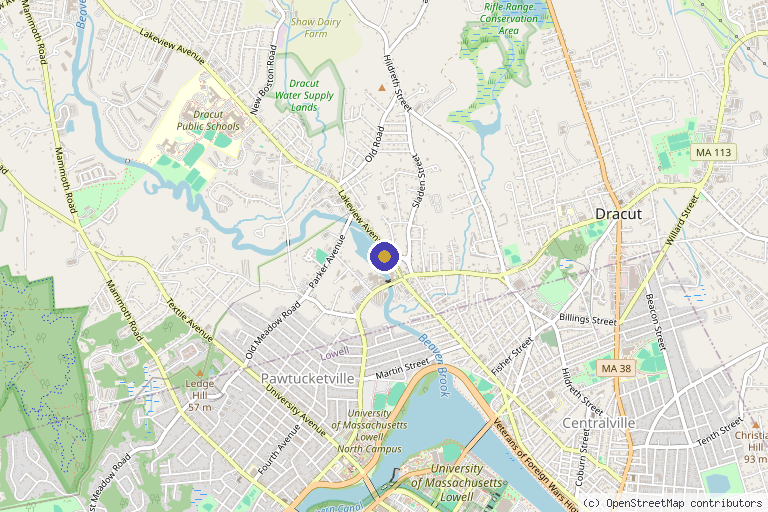Map showing the location of Goddess Aesthetics in Dracut, MA