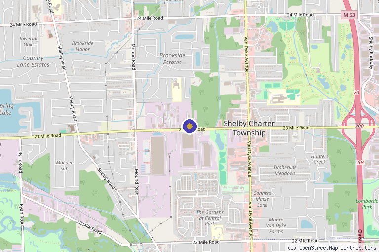 Map showing the location of S2G Medical Spa Shelby Twp. in Shelby Township, MI