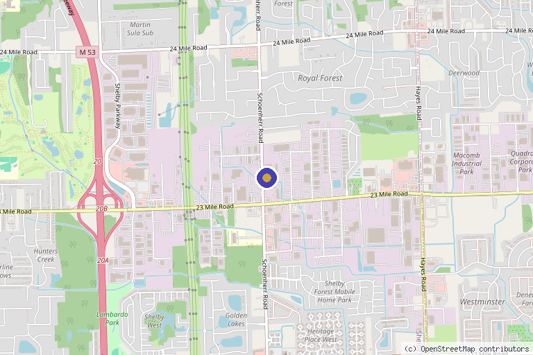 Map showing the location of Haus of Tox in Shelby Township, MI