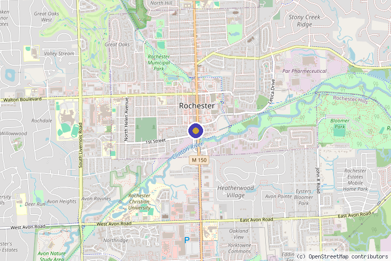 Map showing the location of Rochester Laser Center in Rochester, MI