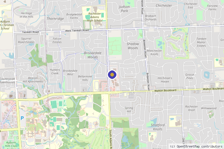 Map showing the location of Beautiphi Aesthetic Boutique in Rochester Hills, MI