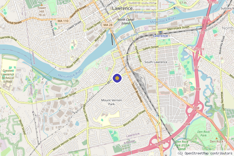 Map showing the location of Mitchell Wachtel, DPM in Lawrence, MA