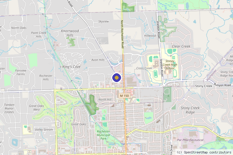 Map showing the location of NÜD Studio Medical Spa in Rochester Hills, MI