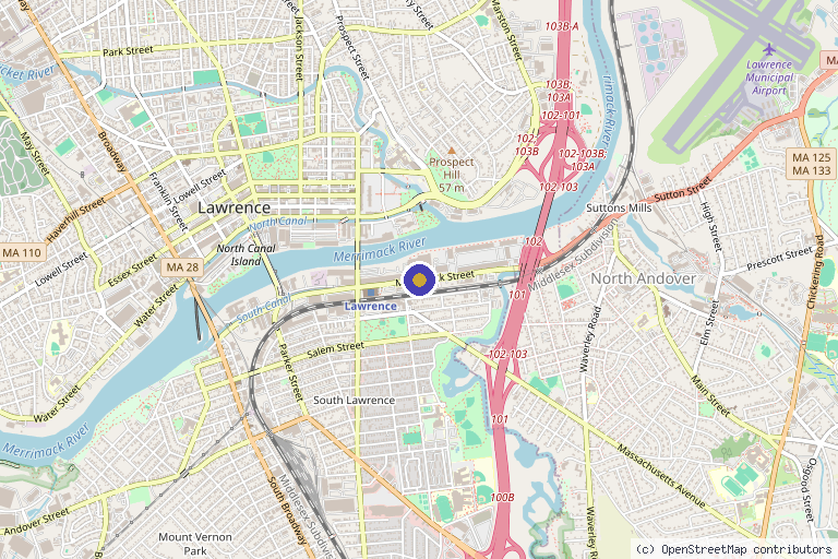 Map showing the location of Rustum Rami R MD in Lawrence, MA
