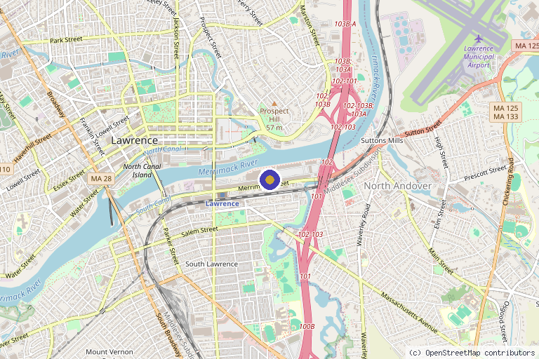 Map showing the location of Sculpt Squad in Lawrence, MA