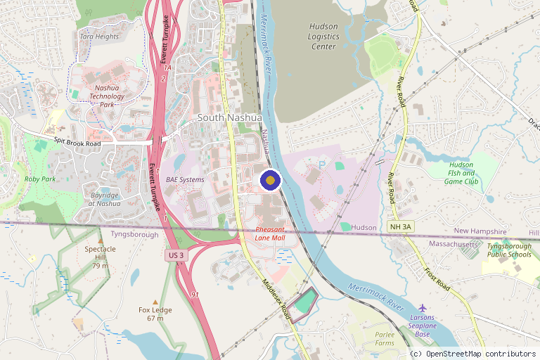 Map showing the location of Leorah MedSpa & Threading in Nashua, NH