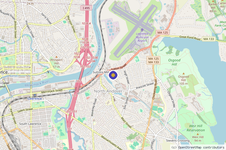 Map showing the location of Orthopaedic & Sports Medicine Specialists Inc. in North Andover, MA