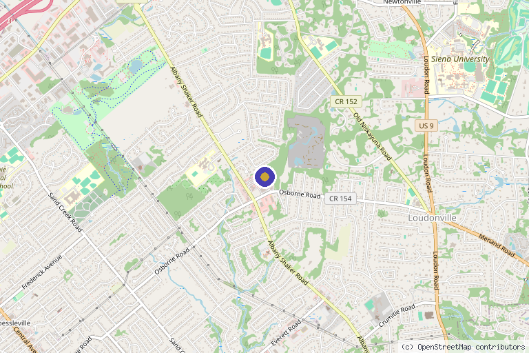 Map showing the location of Artistry Of Face - Loudonville in Albany, NY
