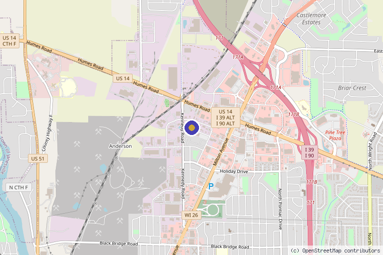 Map showing the location of Ageless Beauty in Janesville, WI