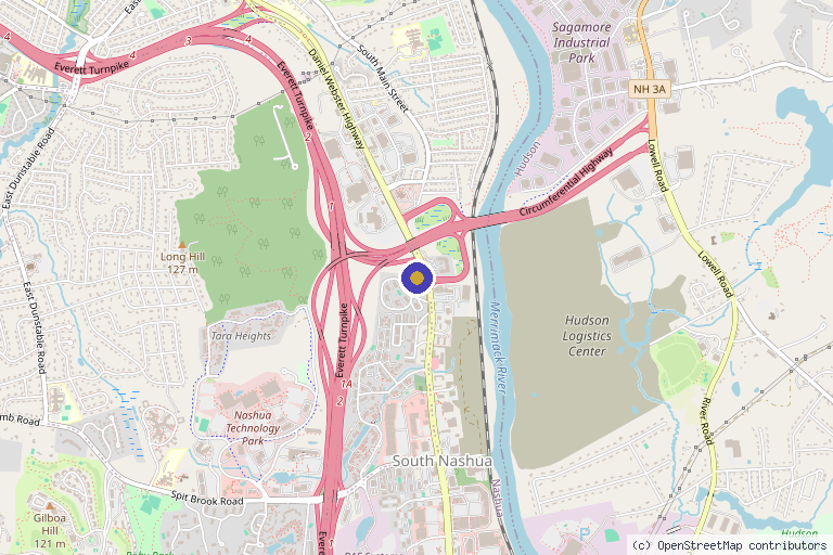 Map showing the location of Optima Dermatology & Medical Aesthetics in Nashua, NH