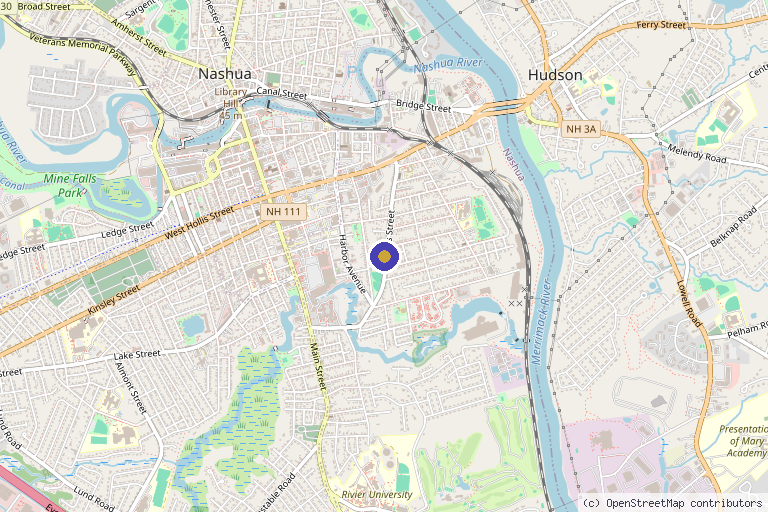 Map showing the location of Skin & Laser Clinic | Nashua-NH in Nashua, NH