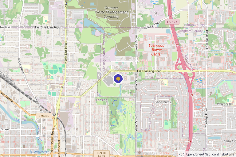 Map showing the location of Pain Management Center of Lansing in Lansing, MI