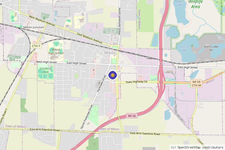 Map showing the location of Venustas Immortalis in Milton, WI