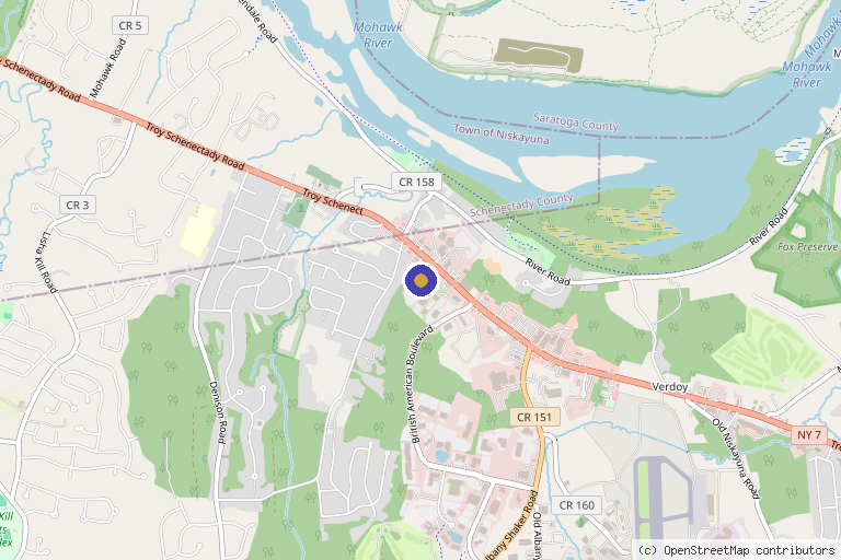 Map showing the location of Luminescence Medical - medical spa albany ny in Latham, NY