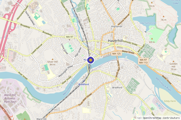 Map showing the location of Stem Haverhill Dispensary in Haverhill, MA