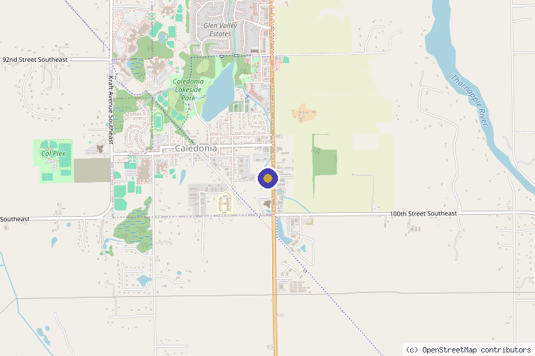 Map showing the location of Proper Eu Medical and Aesthetics Center in Caledonia, MI