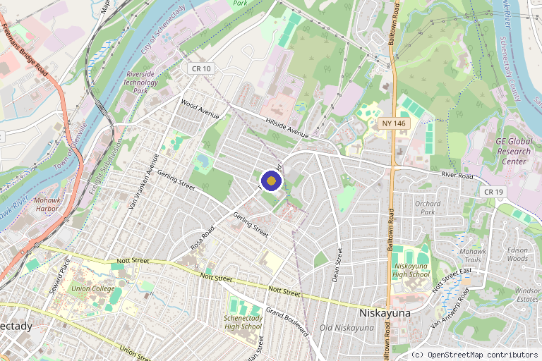 Map showing the location of Samsara Energy and Wellness Center in Schenectady, NY