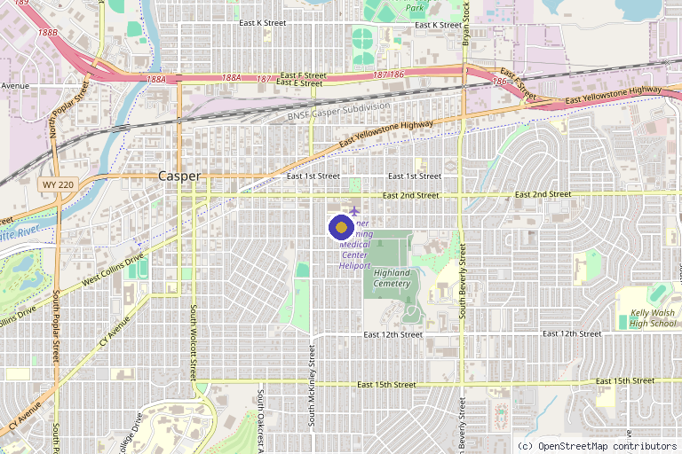 Map showing the location of Wyoming Stem Cell Therapy in Casper, WY