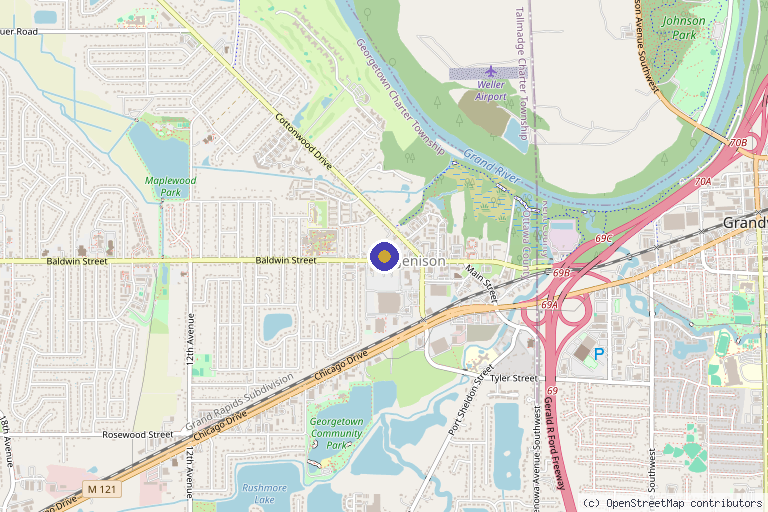 Map showing the location of Luna Aesthetics in Jenison, MI