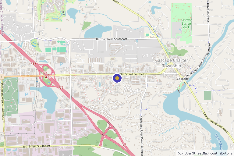Map showing the location of Revive Pain Solutions Grand Rapids in Grand Rapids, MI