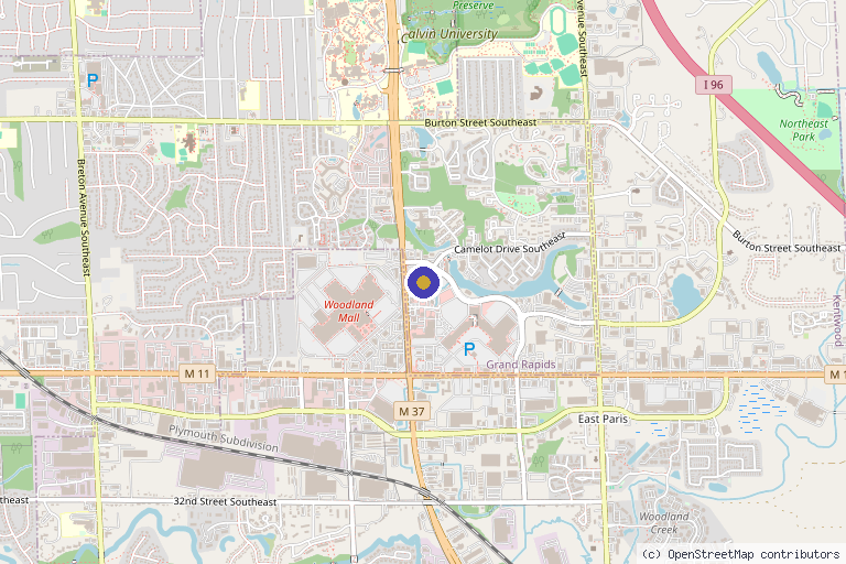 Map showing the location of The DRIPBaR Grand Rapids IV Therapy & Medical Weight Loss in Grand Rapids, MI