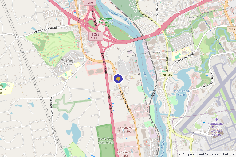 Map showing the location of PM Aesthetics in Bedford, NH