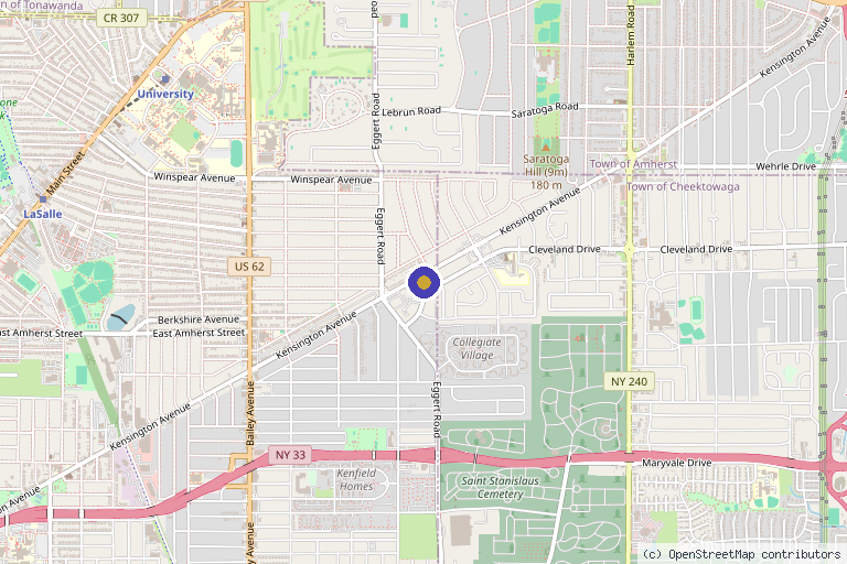 Map showing the location of Unfiltered Beauty WNY in Buffalo, NY