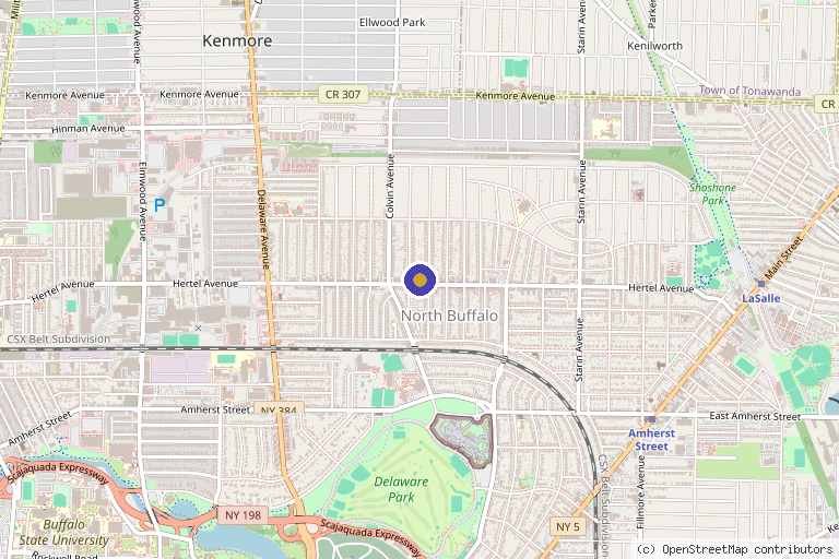 Map showing the location of Monroe MedSpa - Buffalo in Buffalo, NY