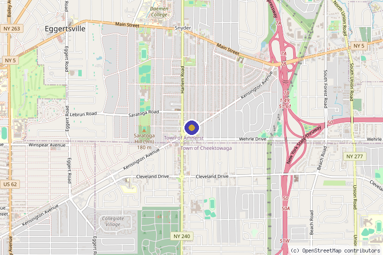 Map showing the location of Buffalo Plastic Surgery in Amherst, NY