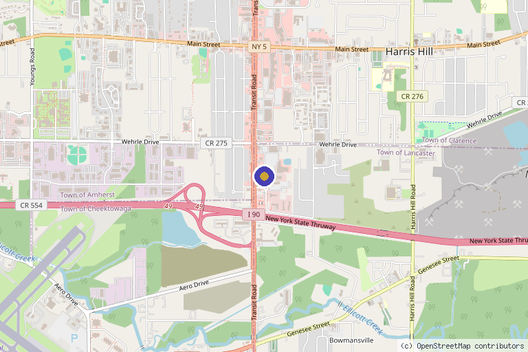 Map showing the location of Queen City Aesthetics in Williamsville, NY