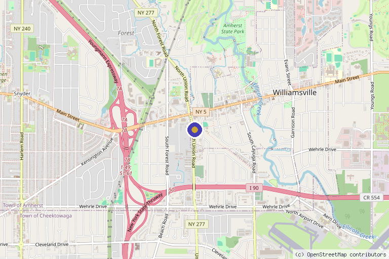 Map showing the location of Geraci Spine and Sports Medicine: Michael Geraci, Jr., MD, PT in Buffalo, NY