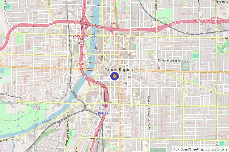 Map showing the location of Vivid IV Health in Grand Rapids, MI