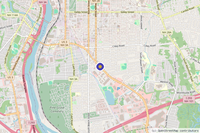 Map showing the location of Concord MedSpa in Manchester, NH