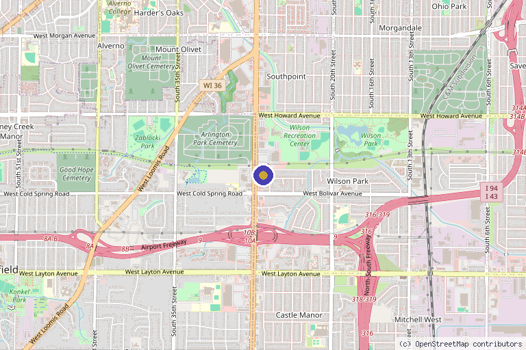 Map showing the location of Mind & Body Medical Spa in Milwaukee, WI