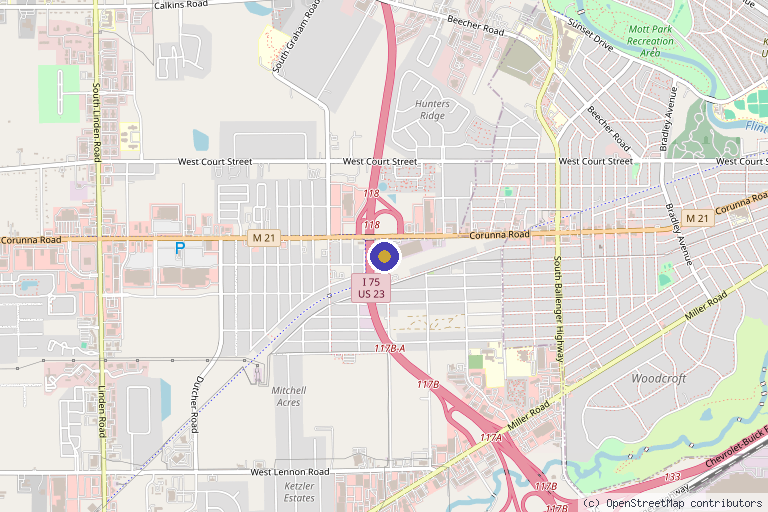 Map showing the location of Reclaimed Youth Med Spa in Flint, MI