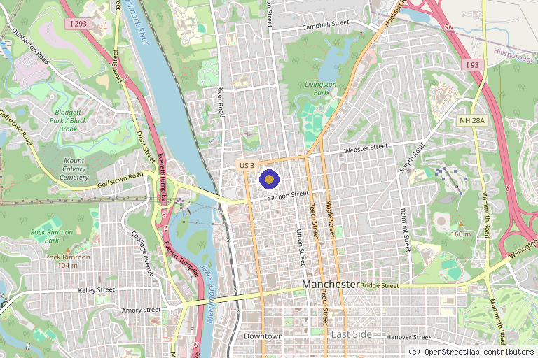 Map showing the location of The Alchemy Clinic in Manchester, NH
