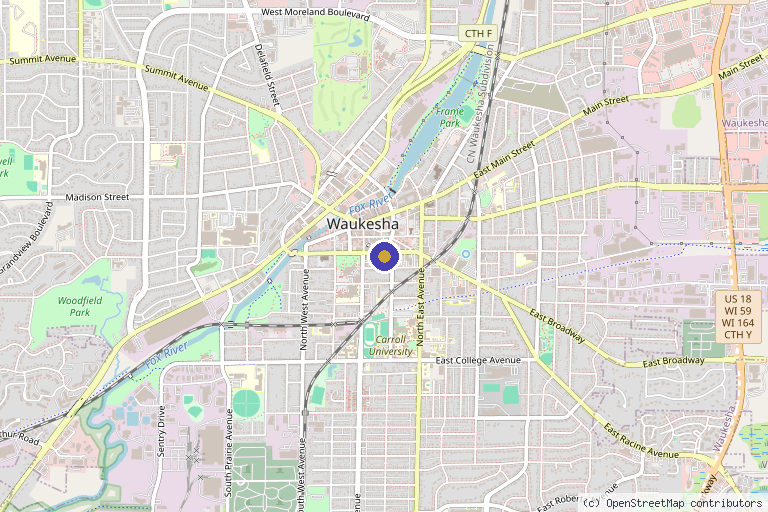 Map showing the location of MLo Aesthetics and Wellness in Waukesha, WI