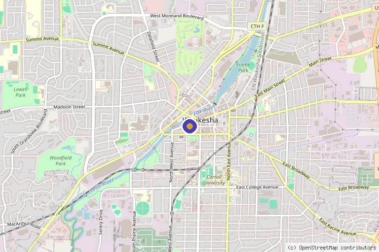Map showing the location of Viridity Medical Spa in Waukesha, WI